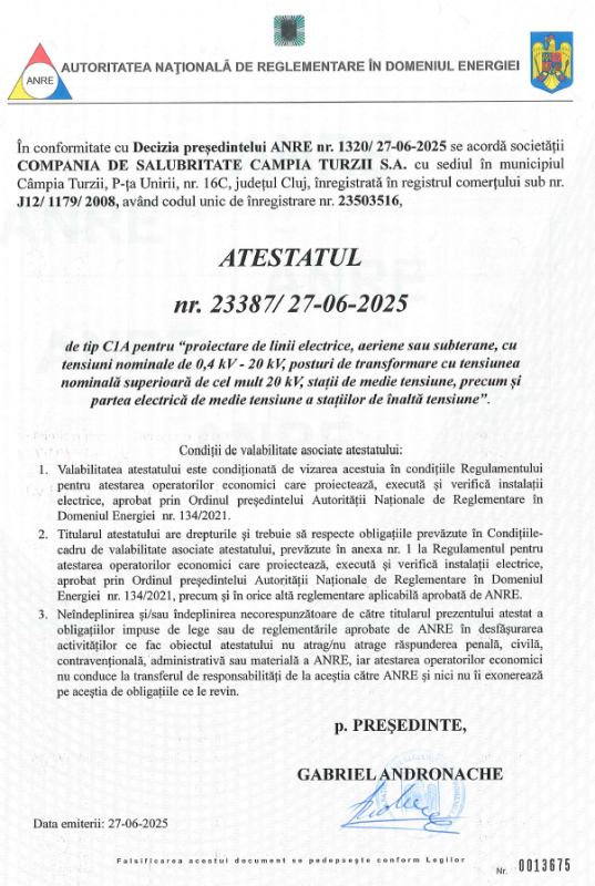 Atestat ANRE